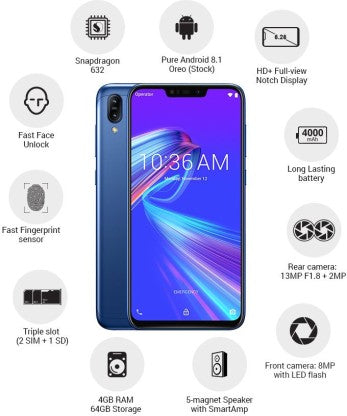 ASUS ZENFONE MAX M2 (BLUE, 64 GB)  (4 GB RAM)