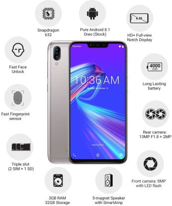 ASUS ZENFONE MAX M2 (SILVER, 32 GB)  (3 GB RAM)