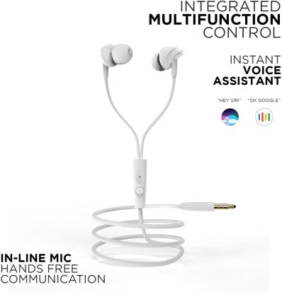 BOAT BASSHEADS 100 WIRED HEADSET  (WHITE, IN THE EAR)