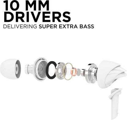 BOAT BASSHEADS 100 WIRED HEADSET  (WHITE, IN THE EAR)