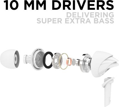 BOAT BASSHEADS 100 WIRED HEADSET  (WHITE, IN THE EAR)