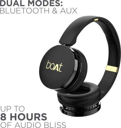 BOAT ROCKERZ 370 BLUETOOTH HEADSET  (BUOYANT BLACK, ON THE EAR)