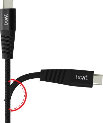 BOAT USB TYPE C CABLE 2.4 A 1.5 M PARA-ARMOUR TYPE-C CABLE-1.5 METER  (COMPATIBLE WITH MOBILE PHONES, BLACK, ONE CABLE)