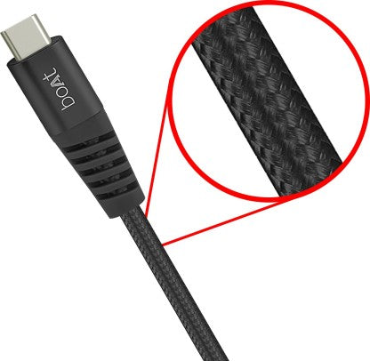 BOAT USB TYPE C CABLE 2.4 A 1.5 M PARA-ARMOUR TYPE-C CABLE-1.5 METER  (COMPATIBLE WITH MOBILE PHONES, BLACK, ONE CABLE)