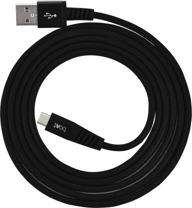 BOAT USB TYPE C CABLE 2.4 A 1.5 M PARA-ARMOUR TYPE-C CABLE-1.5 METER  (COMPATIBLE WITH MOBILE PHONES, BLACK, ONE CABLE)