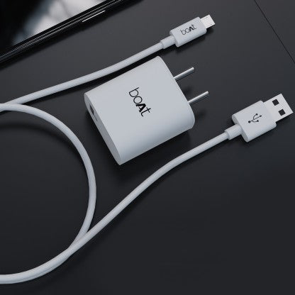 BOAT 18 W QUICK CHARGE 3 A MOBILE WCD QC3.0 18W (WITH MICRO USB)/ WCD -QC3A -MICRO USB CHARGER WITH DETACHABLE CABLE  (WHITE, CABLE INCLUDED)