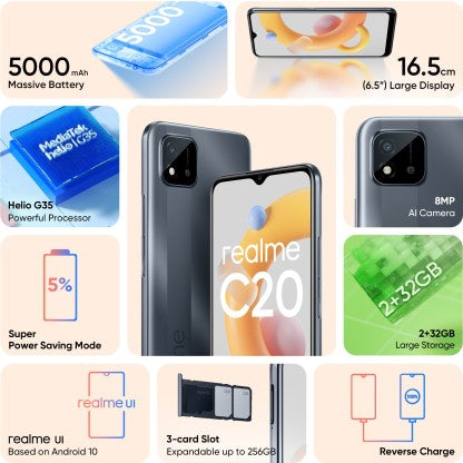 REALME C20 (COOL GREY, 32 GB)  (2 GB RAM)