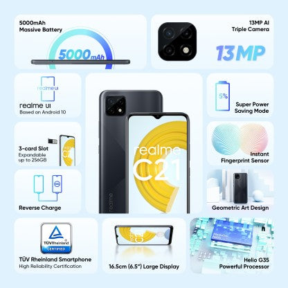 realme C21 (Cross Black, 64 GB)  (4 GB RAM)