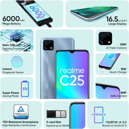 realme C25 (Watery Blue, 128 GB)  (4 GB RAM)