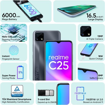 realme C25 (Watery Grey, 128 GB)  (4 GB RAM)