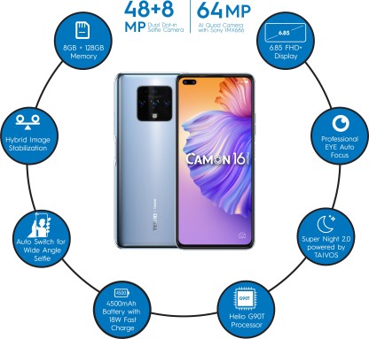 Tecno Camon 16 Premier (Glacier Silver, 128 GB)  (8 GB RAM)