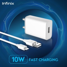 INFINIX 10W QUICK CHARGER COMBO FOR INFINX DEVICES (MICROUSB - CABLE INCLUDED)  (WHITE, CABLE INCLUDED)