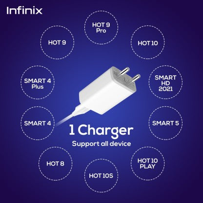 INFINIX 10W QUICK CHARGER COMBO FOR INFINX DEVICES (MICROUSB - CABLE INCLUDED)  (WHITE, CABLE INCLUDED)