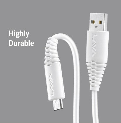 LAVA MICRO USB CABLE 2.4 A 1 M D2 PRO  (COMPATIBLE WITH MOBILE, WHITE, ONE CABLE)