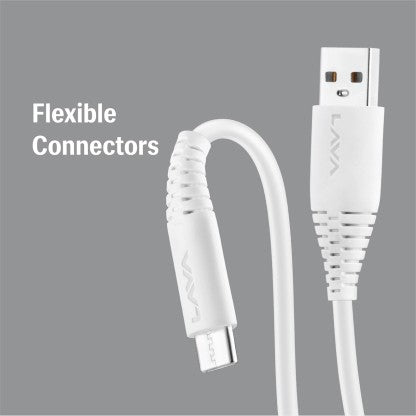 LAVA USB TYPE C CABLE 3 A 1 M D3 SPEED  (COMPATIBLE WITH MOBILE, WHITE, ONE CABLE)