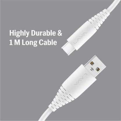 LAVA USB TYPE C CABLE 3 A 1 M D3 SPEED  (COMPATIBLE WITH MOBILE, WHITE, ONE CABLE)