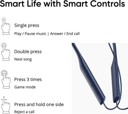 DIZO WIRELESS DASH WITH 30H PLAY AND BLINK FAST CHARGING (BY REALME TECHLIFE) BLUETOOTH HEADSET  (ELECTRIC BLUE, IN THE EAR)