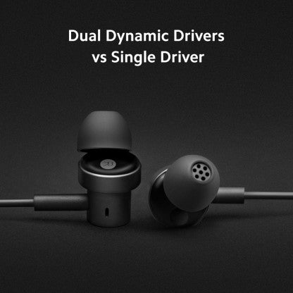 MI DUAL DRIVER EARPHONE, 10+8 MM DRIVER, MAGNETIC EARBUDS, BRAIDED CABLE WIRED HEADSET  (BLACK, IN THE EAR)