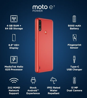 MOTOROLA E7 Power (Coral Red, 64 GB)  (4 GB RAM)