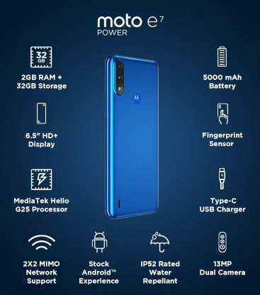 MOTOROLA E7 Power (Tahiti Blue, 32 GB)  (2 GB RAM)