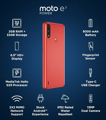 MOTOROLA E7 Power (Coral Red, 32 GB)  (2 GB RAM)