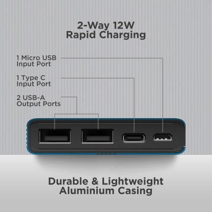 BOAT 10000 MAH POWER BANK (12 W, FAST CHARGING)  (MIDNIGHT BLUE, LITHIUM POLYMER)