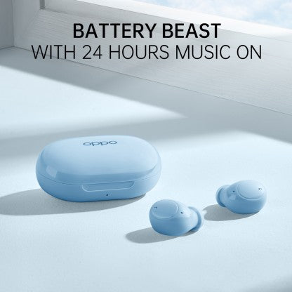 OPPO ENCO BUDS WITH 24 HOURS BATTERY LIFE BLUETOOTH HEADSET  (BLUE, TRUE WIRELESS)