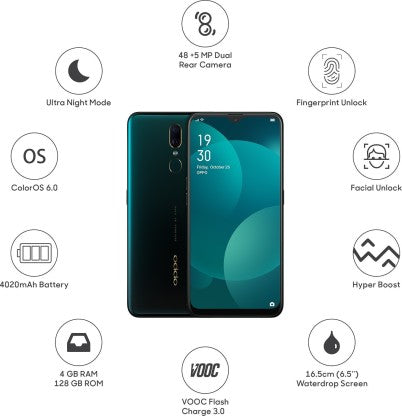 OPPO F11 (Marble Green, 128 GB)  (4 GB RAM)