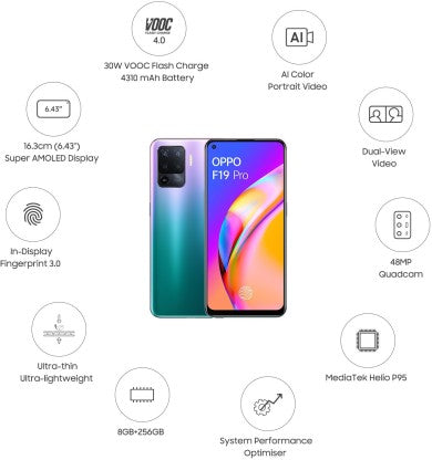 OPPO F19 PRO (FANTASTIC PURPLE, 256 GB)  (8 GB RAM)
