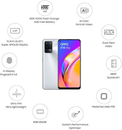 OPPO F19 PRO (CRYSTAL SILVER, 256 GB)  (8 GB RAM)