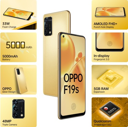 OPPO F19S (GLOWING GOLD, 128 GB)  (6 GB RAM)