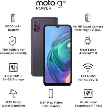 MOTOROLA G10 Power (Aurora Grey, 64 GB)  (4 GB RAM)