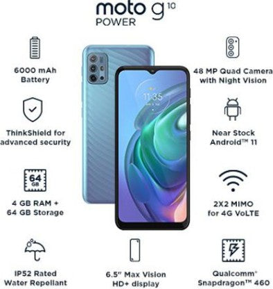 MOTOROLA G10 Power (Breeze Blue, 64 GB)  (4 GB RAM)
