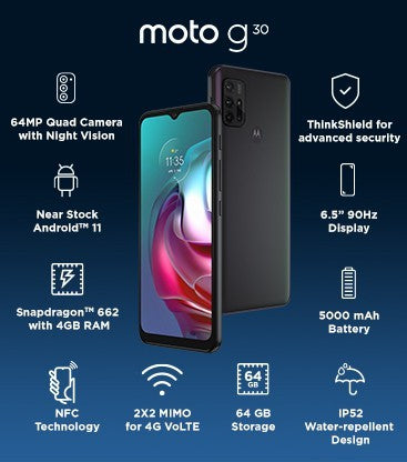 MOTOROLA G30 (Dark Pearl, 64 GB)  (4 GB RAM)