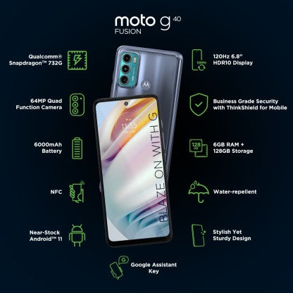 MOTOROLA G40 FUSION (DYNAMIC GRAY, 128 GB)  (6 GB RAM)[Like New]