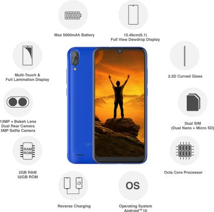 GIONEE Max (Royal Blue, 32 GB)  (2 GB RAM)
