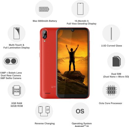 GIONEE Max (Red, 32 GB)  (2 GB RAM)