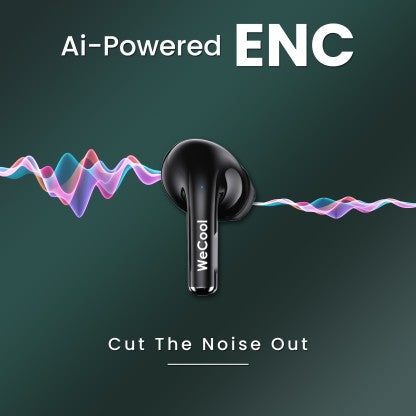 WECOOL H1 TRUE WIRELESS BLUETOOTH EARBUDS WITH 30 HOURS PLAY TIME AND AI POWERED ENC BLUETOOTH HEADSET  (BLACK, TRUE WIRELESS)
