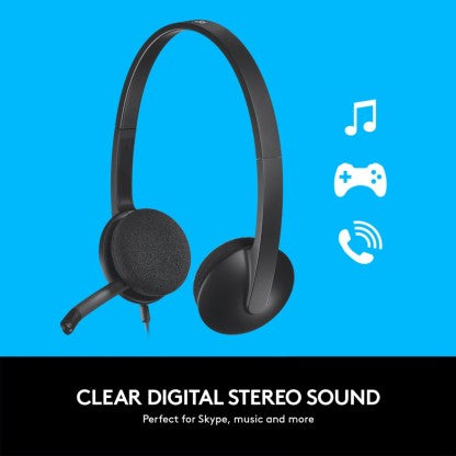 LOGITECH H340 USB WIRED HEADSET  (BLACK, ON THE EAR)