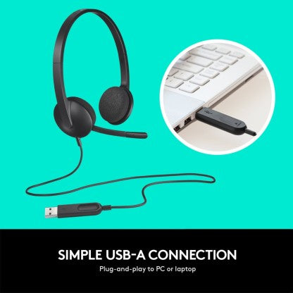 LOGITECH H340 USB WIRED HEADSET  (BLACK, ON THE EAR)