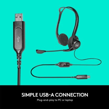 LOGITECH H370 USB WIRED HEADSET  (BLACK, ON THE EAR)