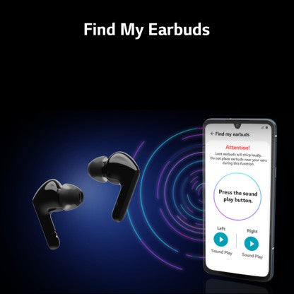 LG TONE FREE HBS-FN4 WITH BRITISH MERIDIAN SOUND &AMP; NOISE ISOLATION BLUETOOTH HEADSET  (BLACK, TRUE WIRELESS)