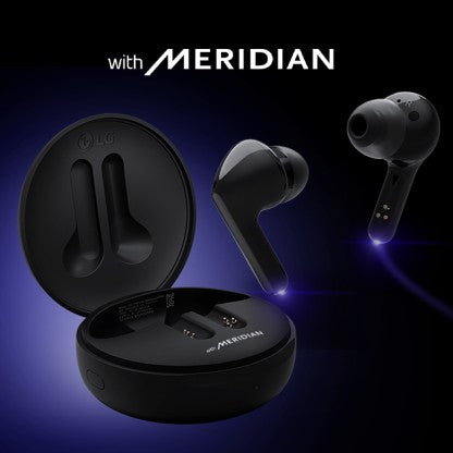 LG TONE FREE HBS-FN4 WITH BRITISH MERIDIAN SOUND &AMP; NOISE ISOLATION BLUETOOTH HEADSET  (BLACK, TRUE WIRELESS)