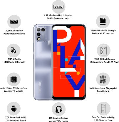 [Like New] INFINIX HOT 10 PLAY (7° PURPLE, 64 GB)  (4 GB RAM)