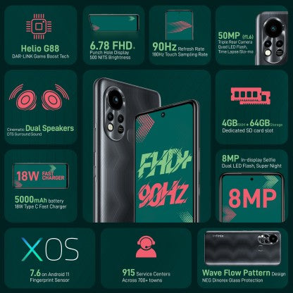 Infinix Hot 11S (Polar Black, 64 GB)  (4 GB RAM)