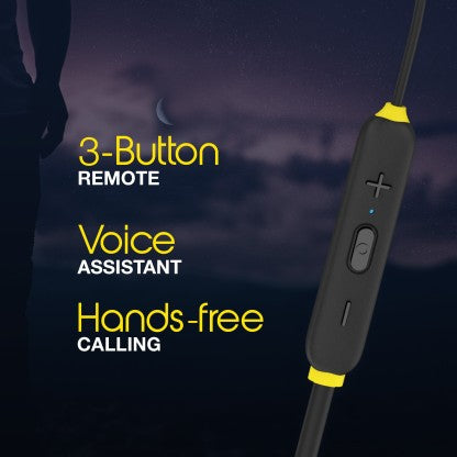 INFINITY BY HARMAN GLIDE N120 NECKBAND WITH ADVANCED 12MM DRIVERS, DUAL EQUALIZER, IPX5 SWEATPROOF BLUETOOTH HEADSET  (BLACK, YELLOW, IN THE EAR)