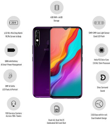 Infinix Hot 8 (Cosmic Purple, 64 GB)  (4 GB RAM)