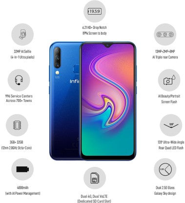 Infinix S4 (Nebula Blue, 32 GB)  (3 GB RAM)