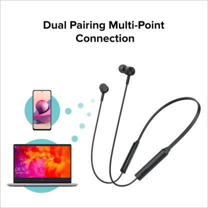 REDMI SONICBASS WIRELESS EARPHONES,DUAL-MIC NOISE CANCELLATION,UPTO 12 HR BLUETOOTH HEADSET  (BLACK, IN THE EAR)