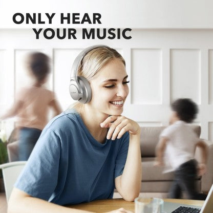 SOUNDCORE BY ANKER LIFE Q20 WITH HYBRID ACTIVE NOISE CANCELLATION ENABLED BLUETOOTH HEADSET  (SILVER, ON THE EAR)